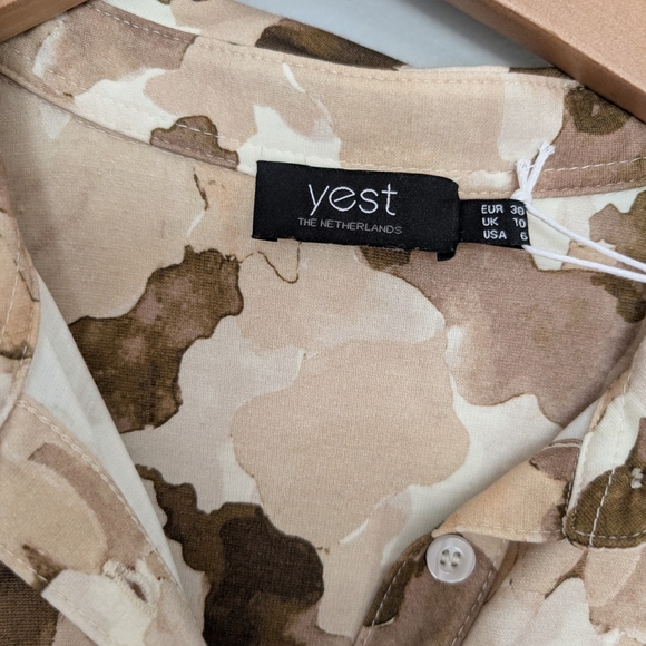 Yest Sand Giorgia Cream Tan Collared Button Down Shirt Dress Size Small 6 - Picture 11 of 14